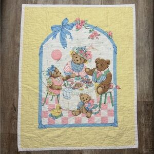 Bear tea party baby quilt